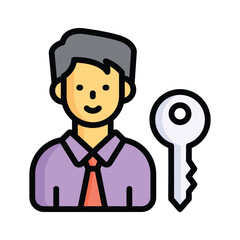 Key icon with person, representing access or permissions