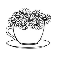 flower book cup silhouette black vector