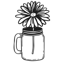 flower book cup silhouette black vector