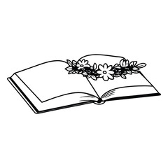 flower book cup silhouette black vector