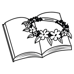 flower book cup silhouette black vector