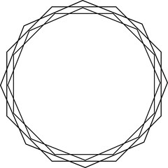 Round decorative pattern for the design of frames and banners. Texture chain in a round frame. The outline of the circle's border clings to a black-and-white silhouette highlighted in the background.