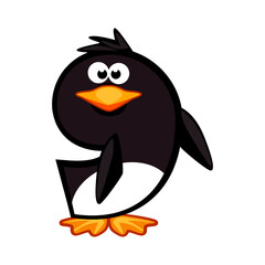 Cartoon number 9 like penguin, figure Nine. Cartoon of number with a animal concept. Calligraphy, lettering, typography for your Education cards or game