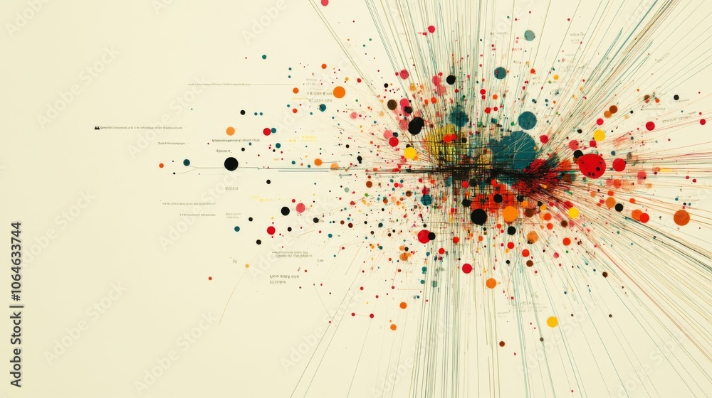 Aufkleber Colorful Abstract Design with Dynamic Dots and Lines