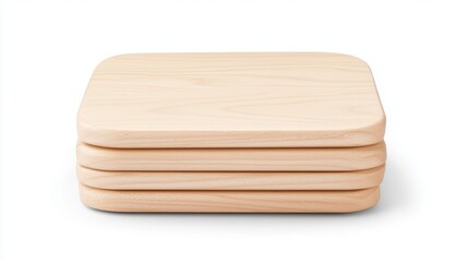 light wooden planks arranged in a stack, clean-cut edges and natural texture, isolated on white background