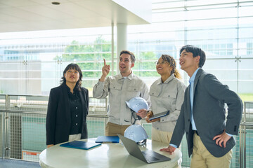 meeting, business, discussion, engineer, construction, design, construction site, factory, worker,...