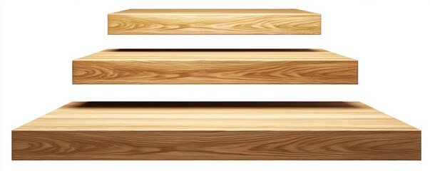 neatly piled timber planks, light brown wood with visible grain patterns, high detail, isolated on white background