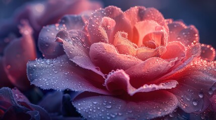 Close-up of a Pink Rose with Dew Drops
