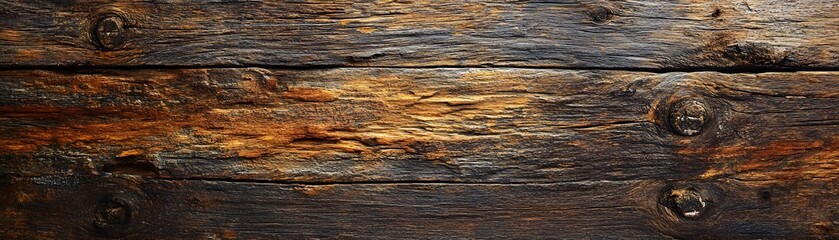 Close-up of Weathered Wooden Planks with Knots