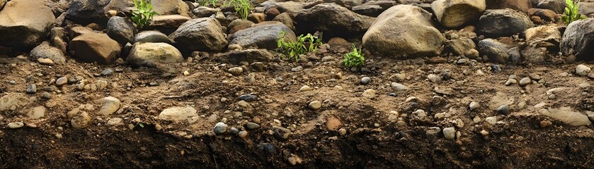 Close-up of rocky ground with small green plants