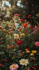 Fototapeta premium Colorful Flower Bed in Full Bloom