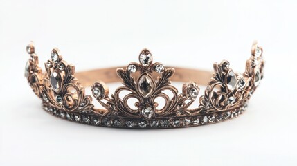 Obraz premium Detailed crown isolated on a white background, symbolizing luxury and authority in a refined setting