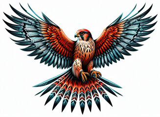 Naklejka premium TRIBAL TATOO トライバル タトゥ 刺青 鷹 hawk