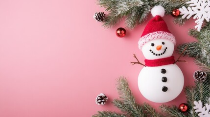 Isolated snowman with festive details, perfect for a simple winter holiday scene with clean, minimalist vibes