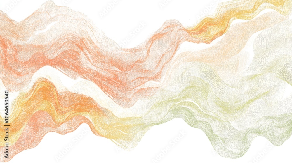 Aufkleber abstract wavy pattern in soft orange and green tones