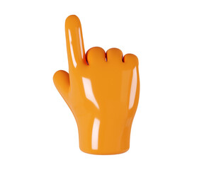 Iconic Orange Pointer Hand Gesture Symbol 3D Render