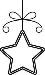 Minimalist Star Ornament with Bow - Christmas Holiday Vector Illustration