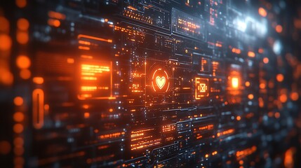 Obraz premium Holographic display of secure messaging social media with encryption icons representing safe communication and data protection