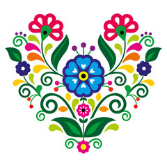 Mexican vector design with flowers - folk art style perfect for greeting card or wedding invitation. Non AI-generated