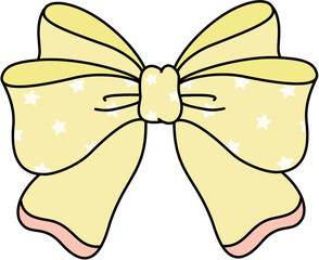 colorful coquette ribbon bows isolated on transparent background. Collection of retro accessory in pastel colors. Elements for design