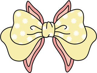 colorful coquette ribbon bows isolated on transparent background. Collection of retro accessory in pastel colors. Elements for design