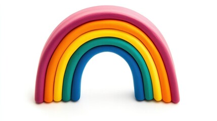 Obraz premium Rainbow arch isolated on white background, focusing on soft and bright color tones