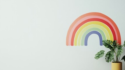Rainbow illustration with a minimalist design, displayed on a white background for emphasis