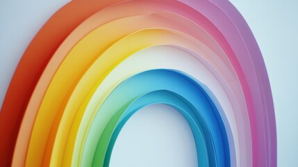 Simple rainbow arc with vibrant colors against white, offering a minimal design with bold hues