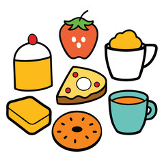 Hand drawn Breakfast food dish collection in white background