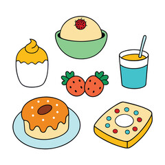 Hand drawn Breakfast food dish collection in white background