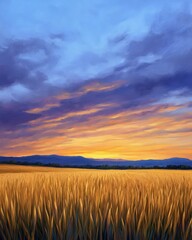Fototapeta premium Tranquil Sunrise Over an Opulent Field, Capturing Mesmerizing Stillness and Natural Beauty