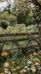 Vintage Bicycle in a Peaceful Countryside Scene
