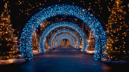 Fototapeta premium Neon Tunnel in Cyberpunk Style