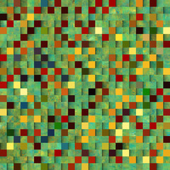 Multicolored abstract Geometrical Background. Pattern with textured squares shapes. Tile art.