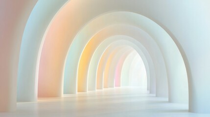 Naklejka premium Soft rainbow arch with light colors, creating a subtle and elegant design on white