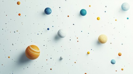 Solar system illustration on white, with each planet represented in order, for a clean and educational look