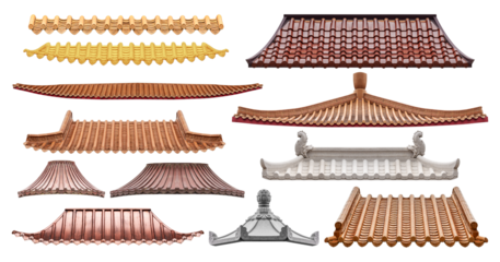 Collection set chinese style roof