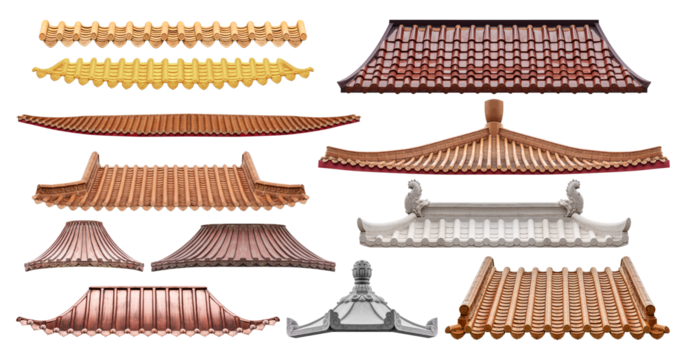 Collection set chinese style roof
