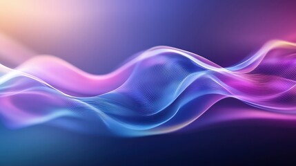 Naklejka premium A visually striking abstract background depicting digital waves and flowing lines in a gradient of purple and blue, perfect for creating an atmosphere of advancement and creativity in technology-relat