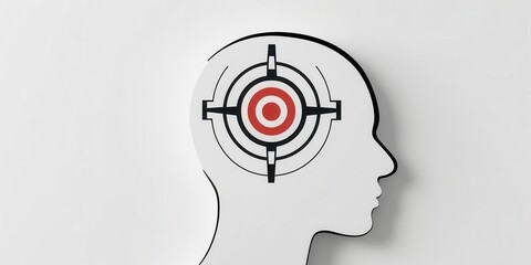 Head silhouette with a target symbol, representing focus and concentration.