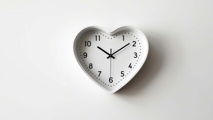 Heart-shaped clock on a white wall, symbolizing love and time management.