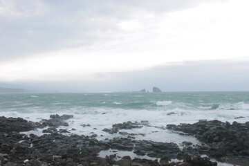 비오는 제주도 바다