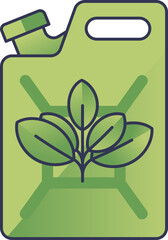Green canister with leaf symbol, representing eco-friendly biofuel.