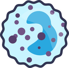 Illustration of a blood immune cell with nucleus and cytoplasm, symbolizing immune response.