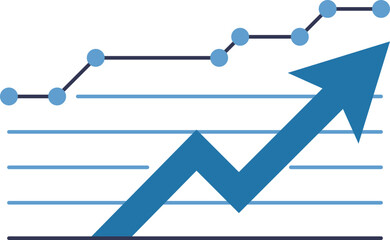 Chart with upward arrow symbolizing growth and progress.