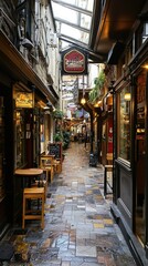 Fototapeta premium Bustling Alleyway in a Labyrinthine Cityscape