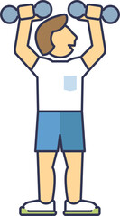 Illustration of a person lifting dumbbells, symbolizing strength training and fitness.