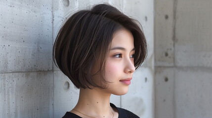 ヘアモデルの若い女性