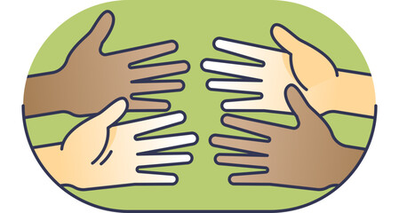 Two hands reaching towards each other, symbolizing support, care, and assistance.