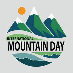 Mountain day - hand-written text, words, typography, calligraphy, hand-lettering. Vector concept morden illustration on mountain day in one color, for label, emblem, logo, banner, flyer, greeting card